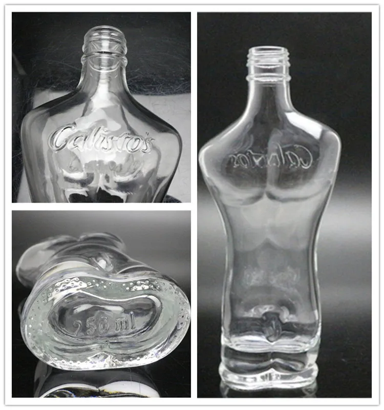 250ml man shape glass bottle for sauce with cap