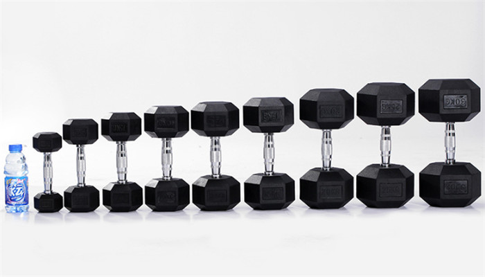 Hex rubber coated dumbbell (8)