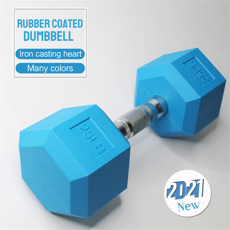 Colorful Hex rubber coated dumbbell08