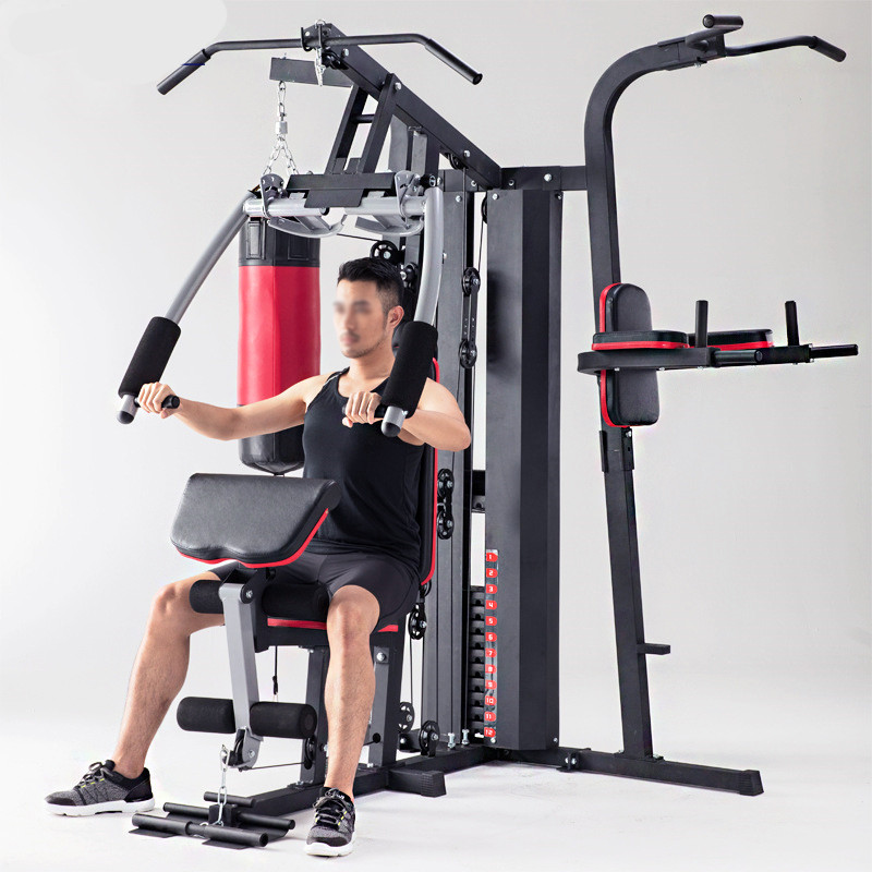 Home Gym Pull Up And Chest Fitness 3 Station Equipment Chest And Back Training Multi Function Station With Punching Bag01