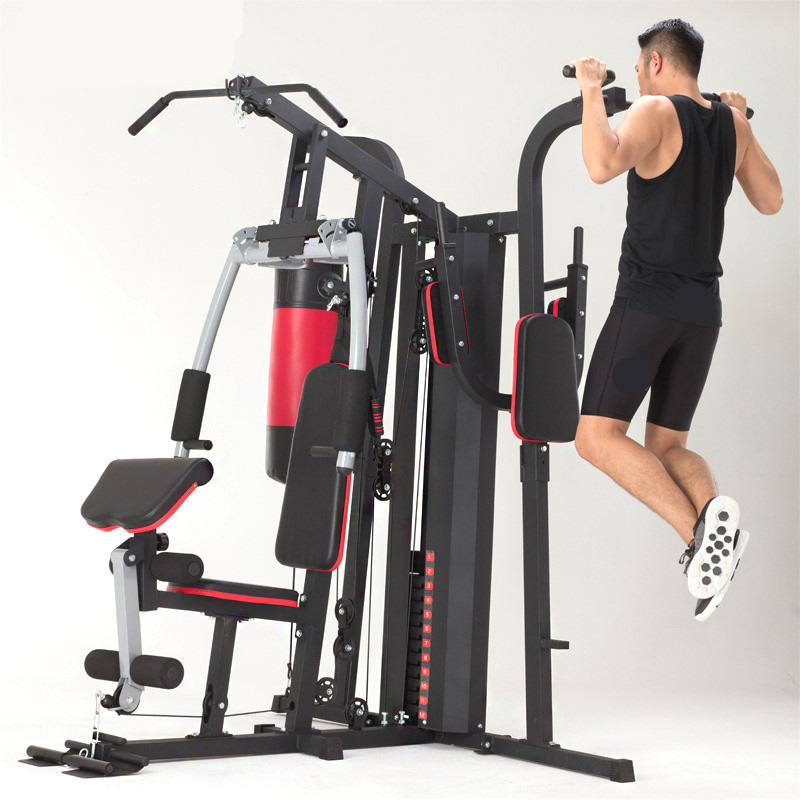 Home Gym Pull Up And Chest Fitness 3 Station Equipment Chest And Back Training Multi Function Station With Punching Bag03
