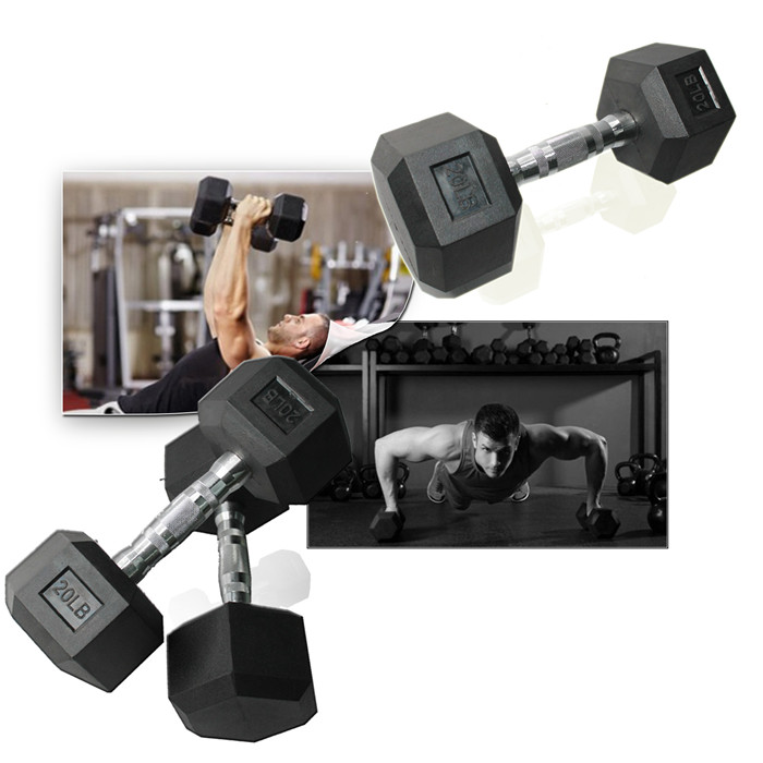 Hex rubber coated dumbbell (8)