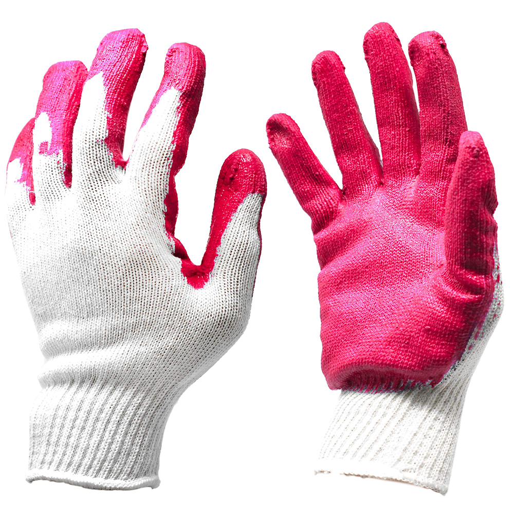 Non-Slip Red Latex Rubber Palm Coated Work Safety Gloves