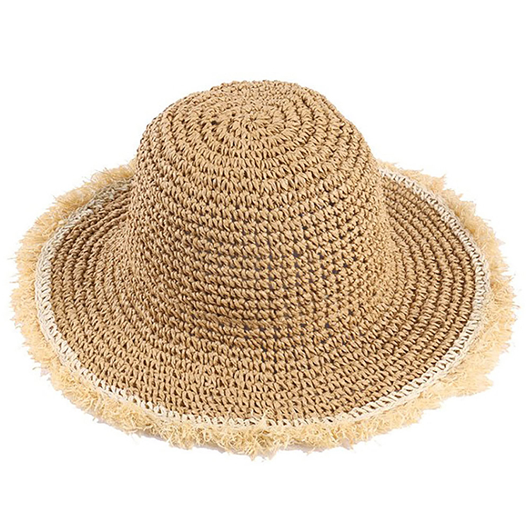 Factory-Made Crochet Frayed <a href='/straw-sun-hat/'>Straw Sun Hat</a> for Women - Shop Now!