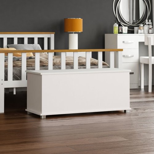 Dropship Storage Chest, Entryway Bench with 2 Safety Hinges, Wooden Toy Box, White, at wholesale prices and fast delivery - GoTen dropshipping platform