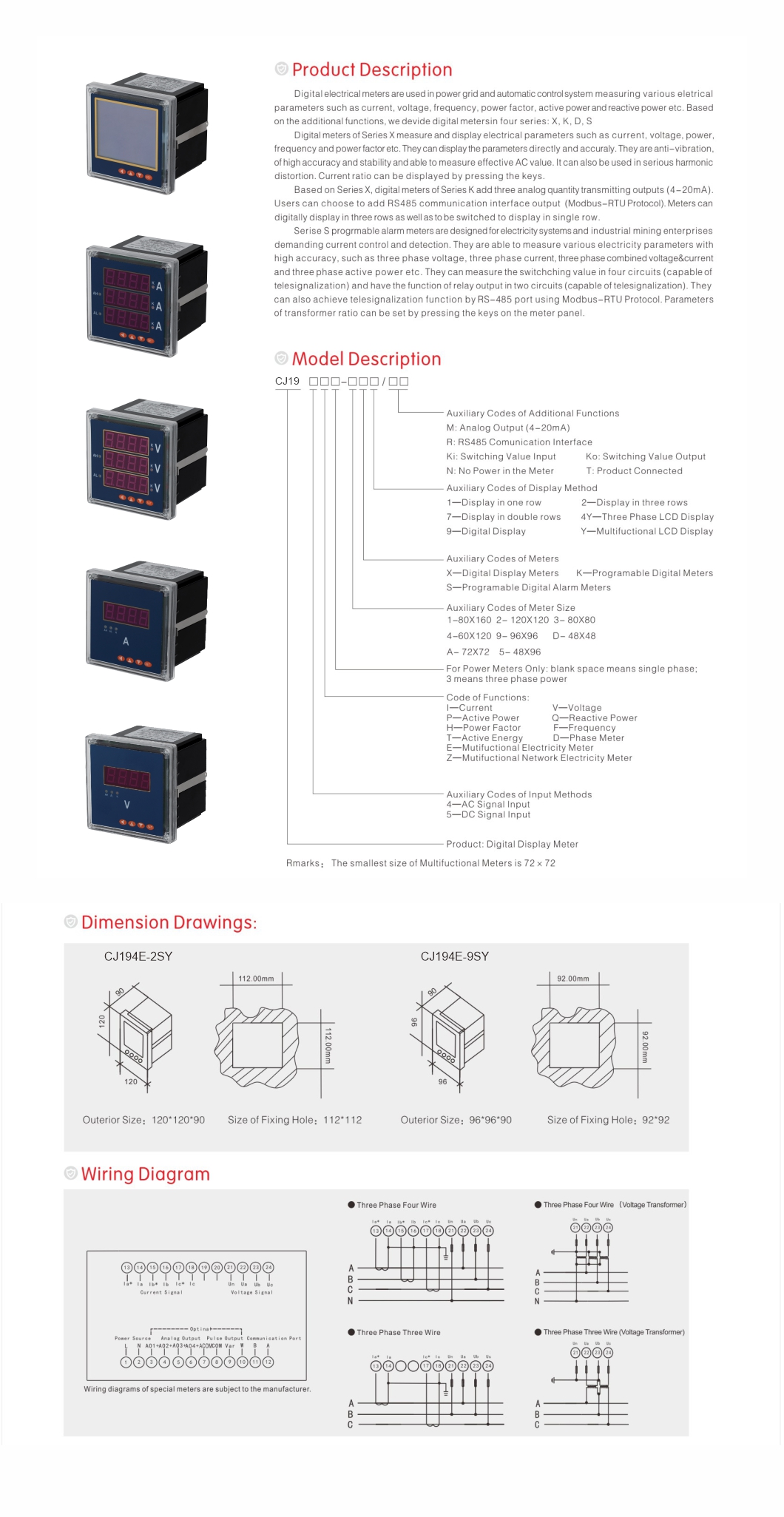 LCD Multifuctional Meters