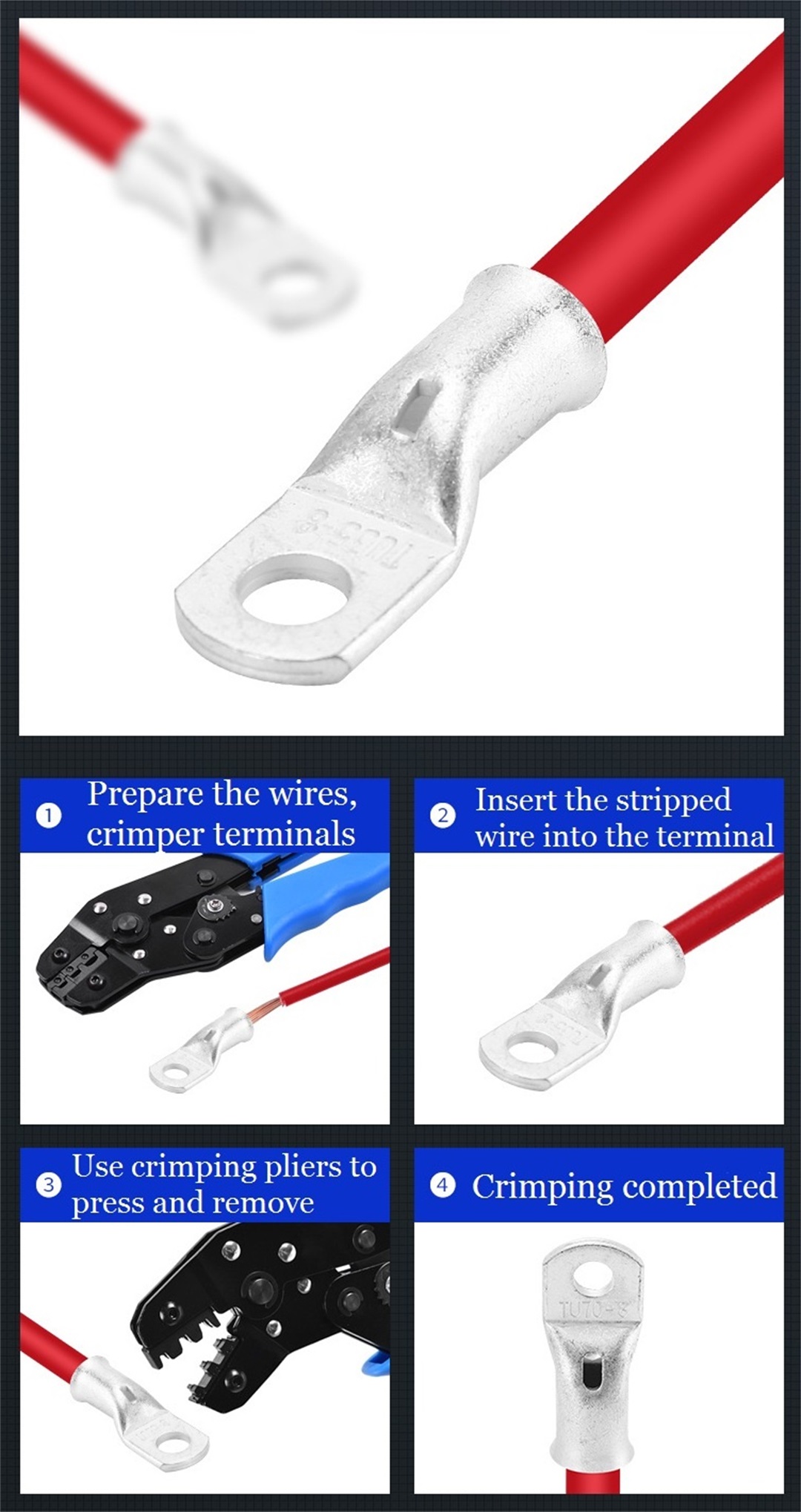 Bell mouth copper connecting termiinal  cable lugs