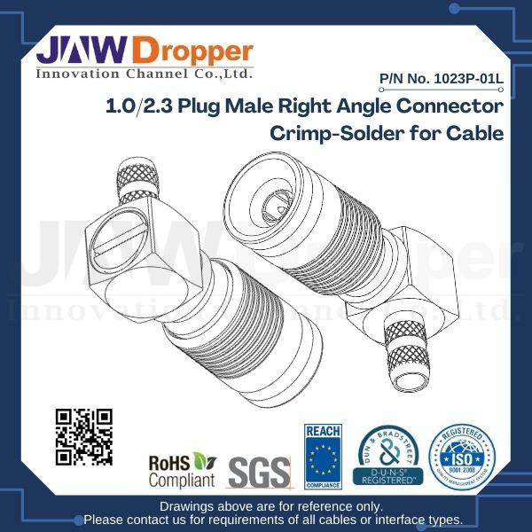 TS9 Male Right Angle Crimp Connector - RG174/RG316/LMR100