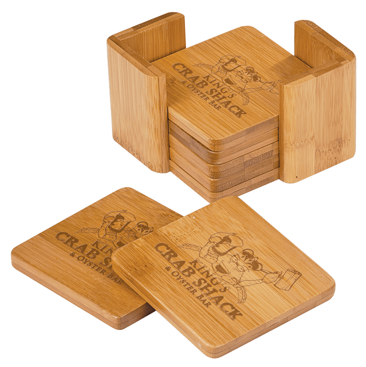 Wholesale <a href='/christmas/'>Christmas</a> Decorations Square Bamboo Coaster with Laser logo