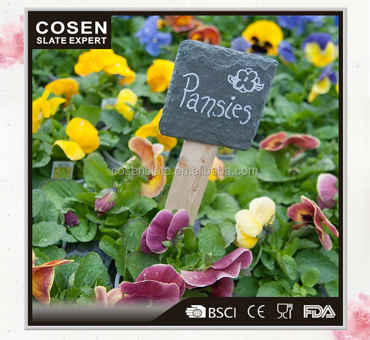 Cheap wholesale slate stone wooden plant label for garden