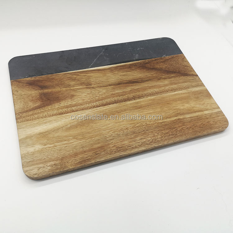 Slate plate slate chopping board Factory new Sales Wood slate rectangle cutting Servng board dinner board with cheese knives set