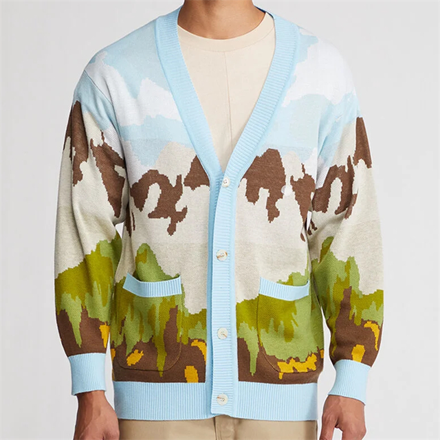 Long Sleeve Button Up Scenic <a href='/cardigan-sweater-for-men/'>Cardigan Sweater For Men</a>