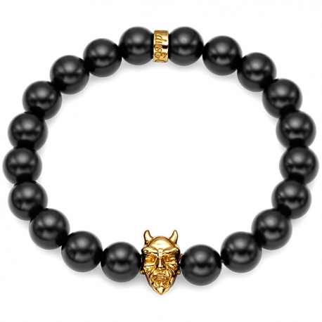 Gemstone Bracelet, with Bumble Bee Charm, in Black Onyx and Citrine - Numonday