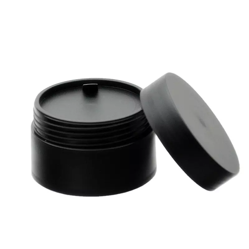 PCR material lip balm cream packaging matte PP double wall black jar AJM019