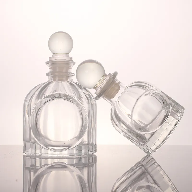 Wholesale Luxury Decorative Clear Round Glass Reed Diffuser Bottle 100ml