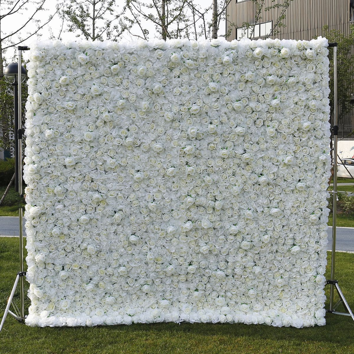 Custom 5D 3D White Rose Hydrangea Roll Up Cloth Flower Wall Wedding Decor Artificial Silk Rose Flower Panel Backdrop Flower Wall