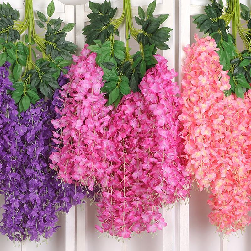 45 inch /3.7ft Wisteria Artificial Flower Bushy Silk Vine Ratta Hanging Garland Decoration Wisteria Flowers