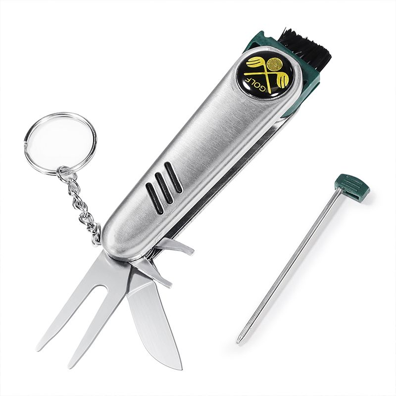 All in One Golfer's Tool Golf Multifunctional Utility Knife+ Turf Repair Tool Pocket Knife Spike Wrench Cleaning Brush Magnetic Ball Marker Set