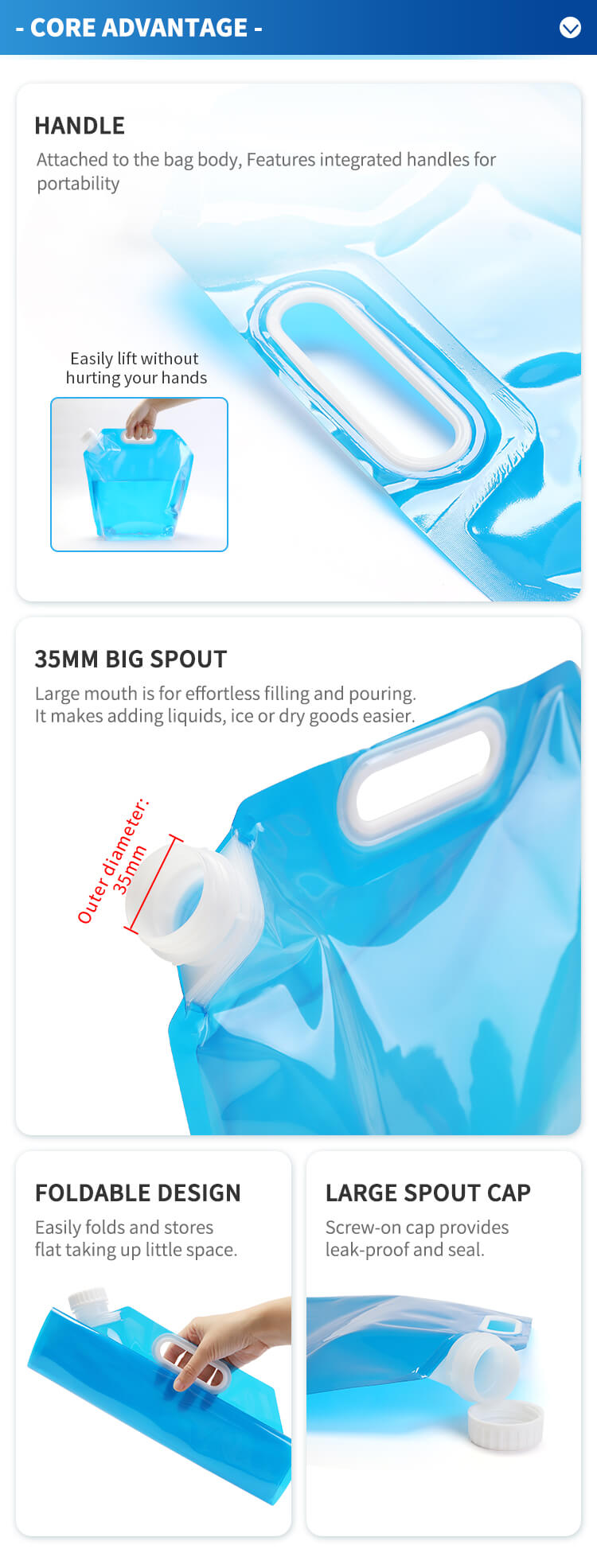 plastic foldable water bag