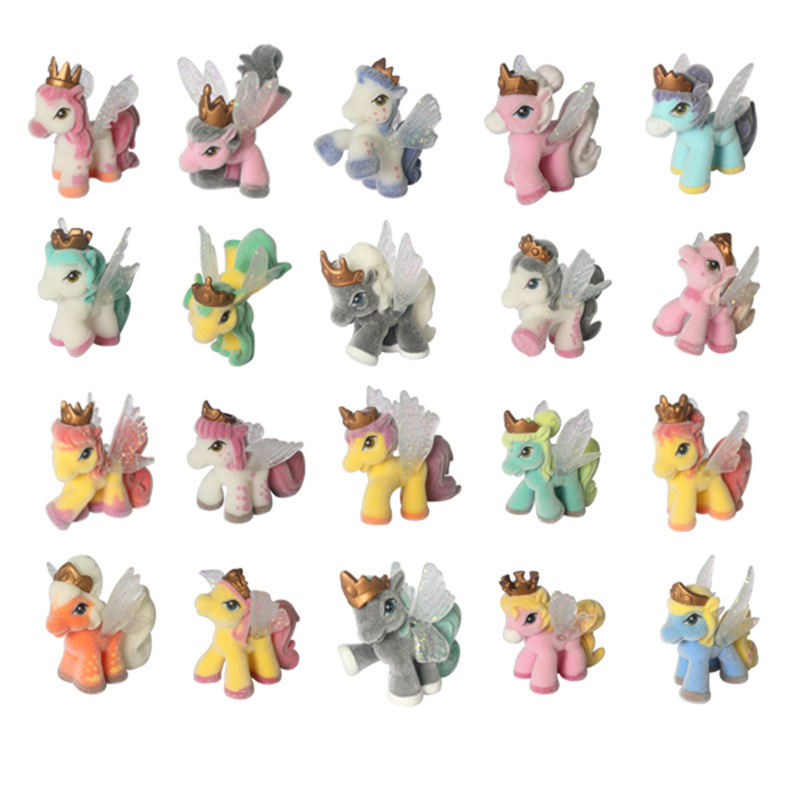 Mini Flocking Pony Figurine WJ2401 for Collection