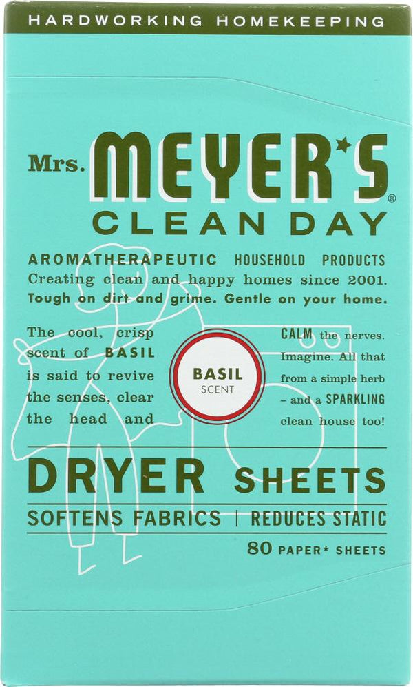 Mrs. Meyer's Clean Day Dryer Sheets, Basil Scent, 80 ct Trustables