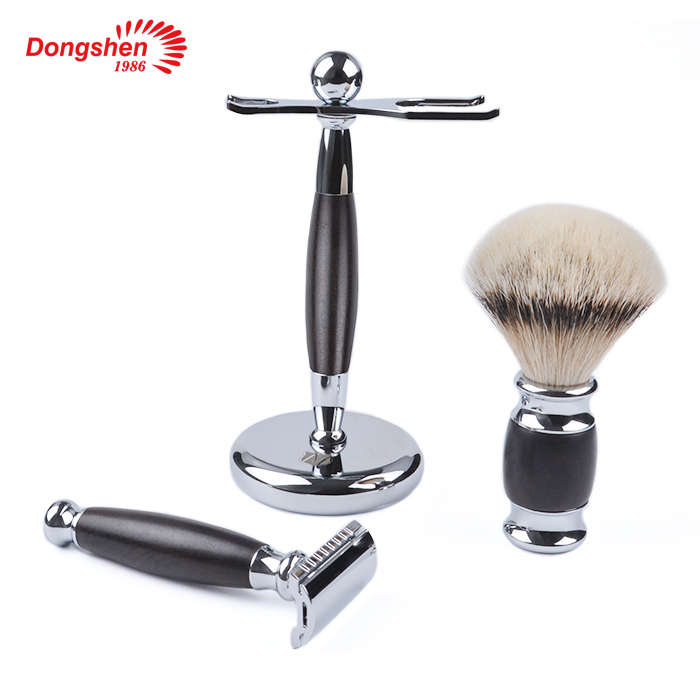 Dongshen Classic Design Black Men's Shaving Brush Set Silvertip Sha ( (6)