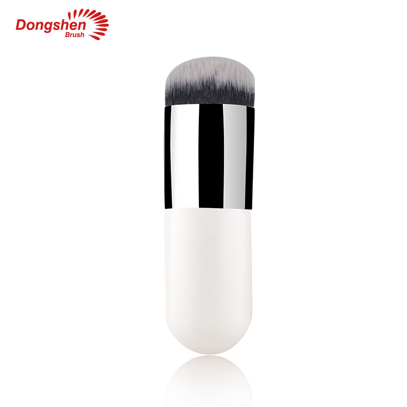 Dongshen high quality white wooden handle synthetic hair makeup foundation brush (1)