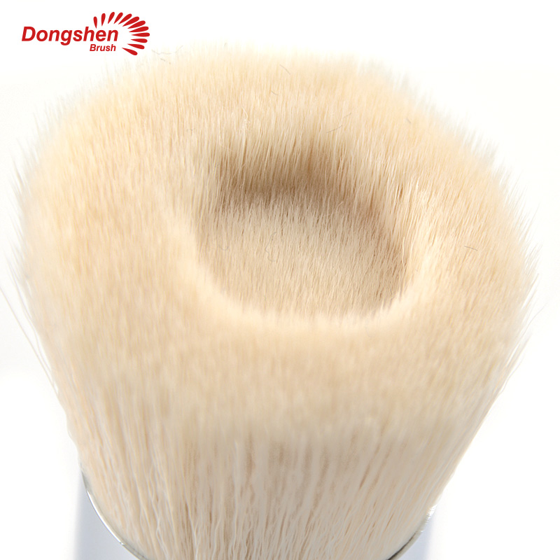 Professional white vegan synthetic hair wooden handle concave foundation brush (3)