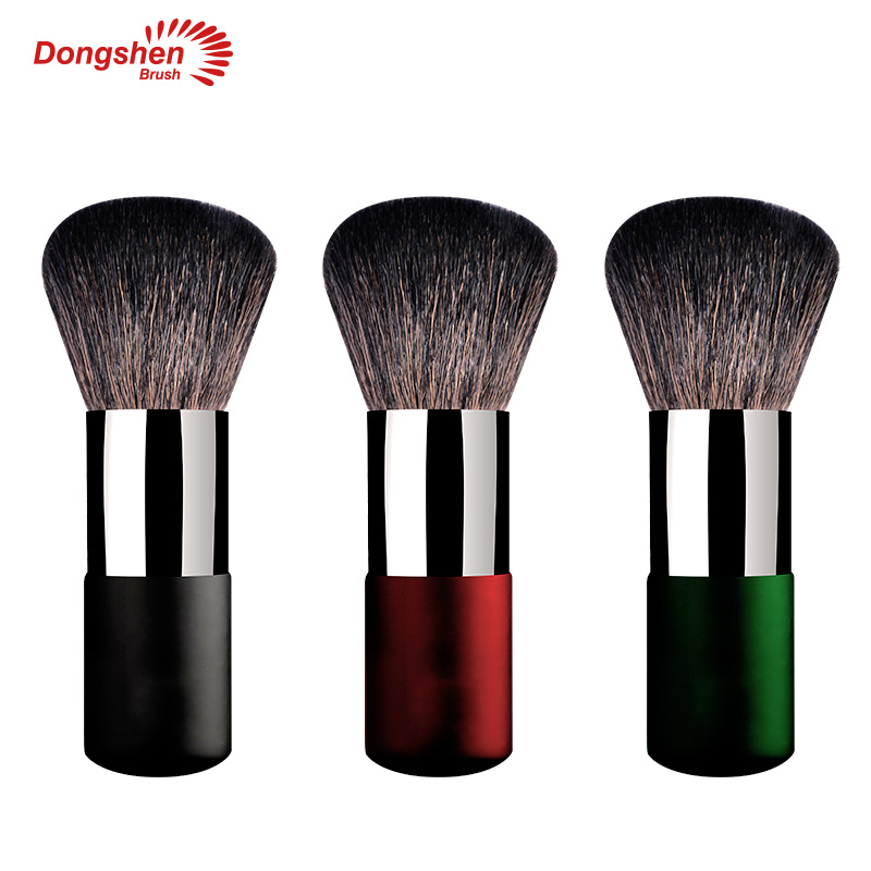 Soft and elastic luxury goat hair copper ferrule wooden handle makeup powder brush (3)