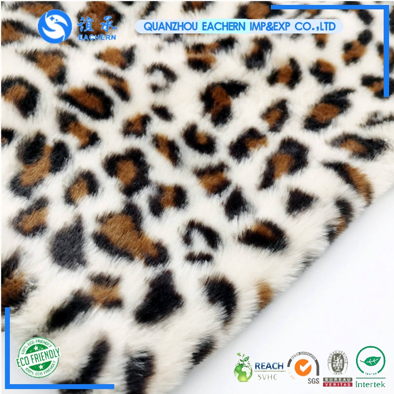 Stock rabbit fur fabric leopard print fur fabric for  clothing toy bag scarf plush fabric