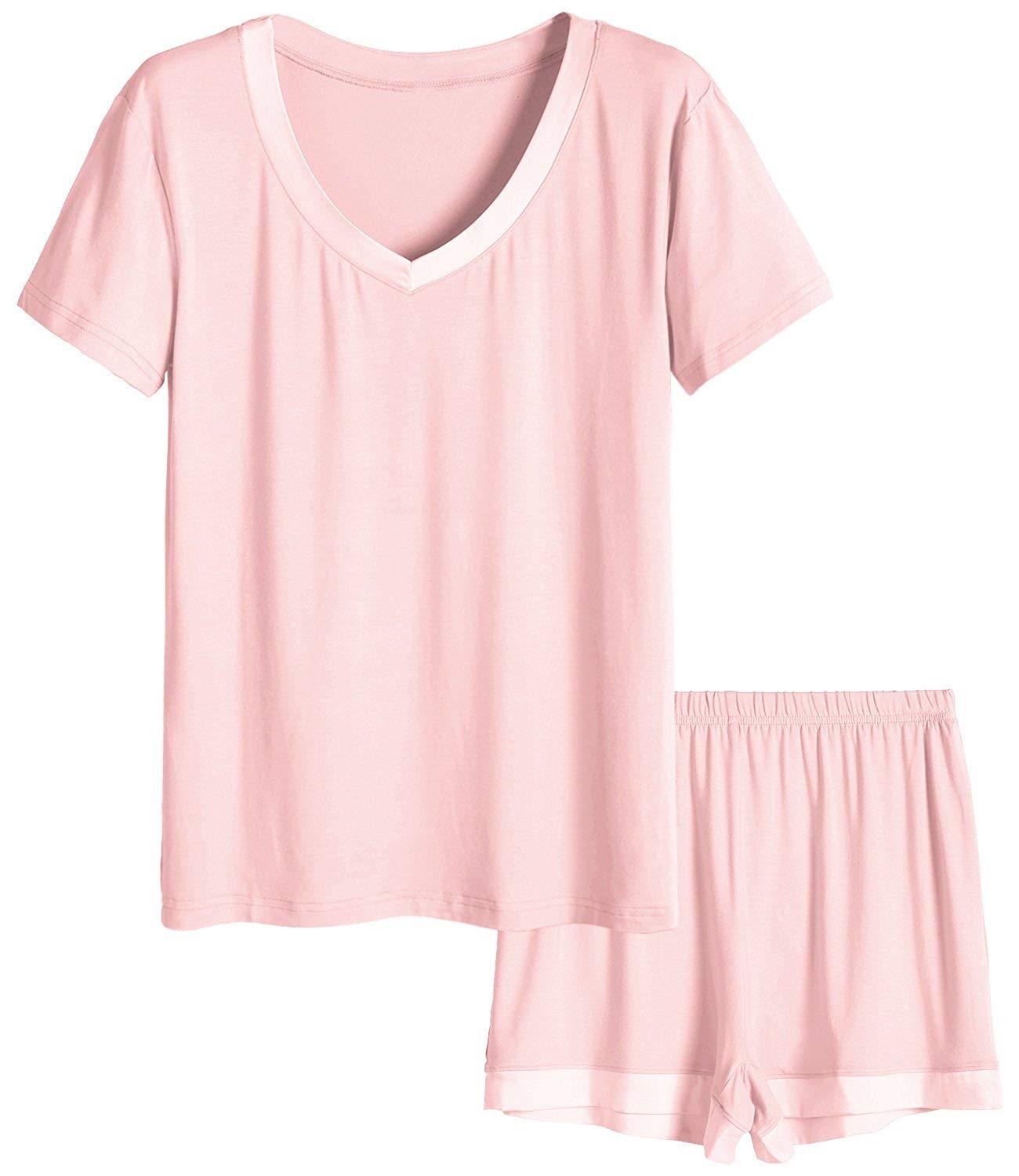 Women_s V-Neck Short Sleeve Bamboo Pajama Set -_yyt (11)