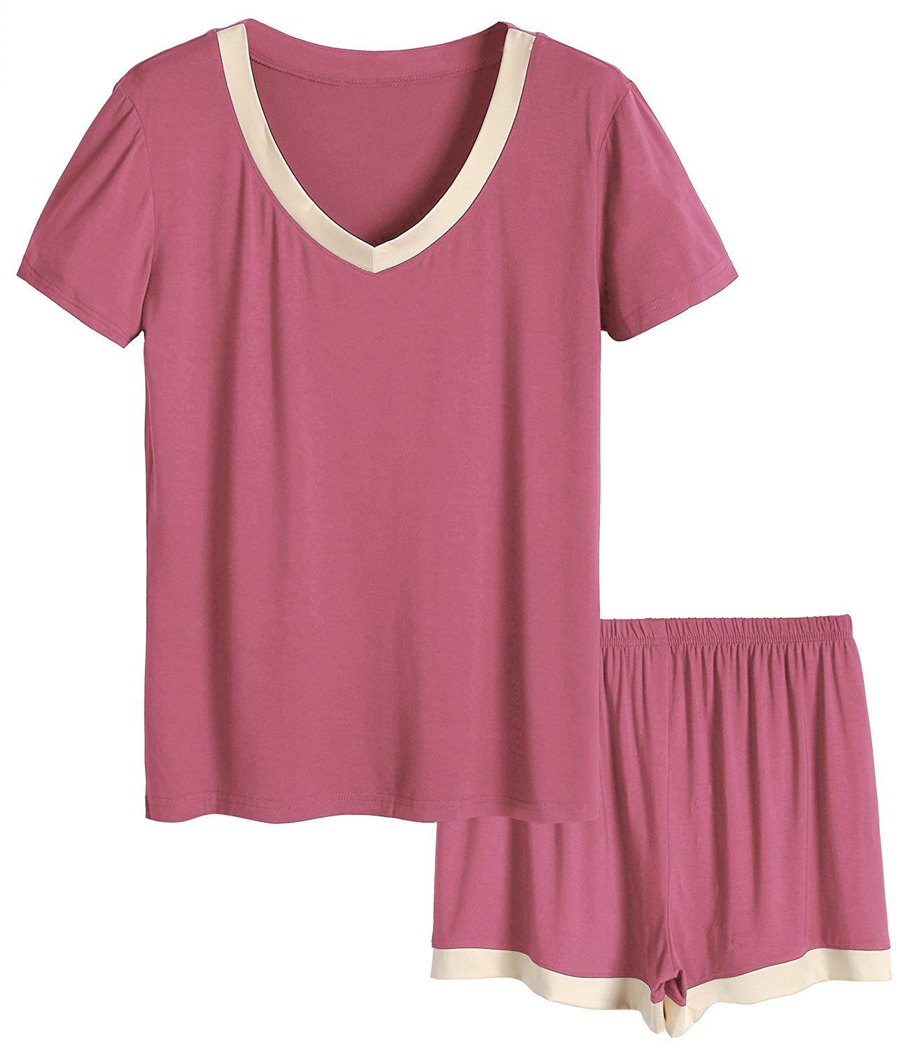 Women_s V-Neck Short Sleeve Bamboo Pajama Set -_yyt (5)