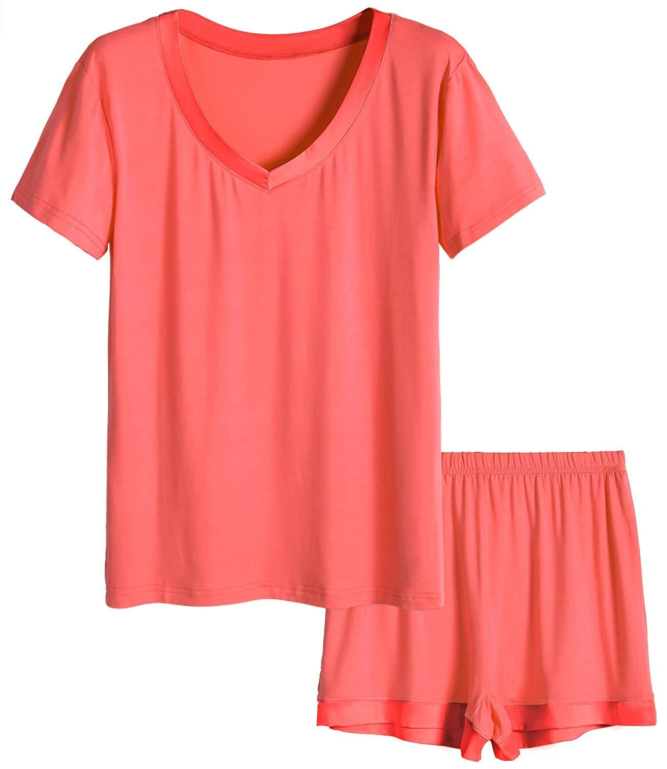 Women_s V-Neck Short Sleeve Bamboo Pajama Set -_yyt (6)