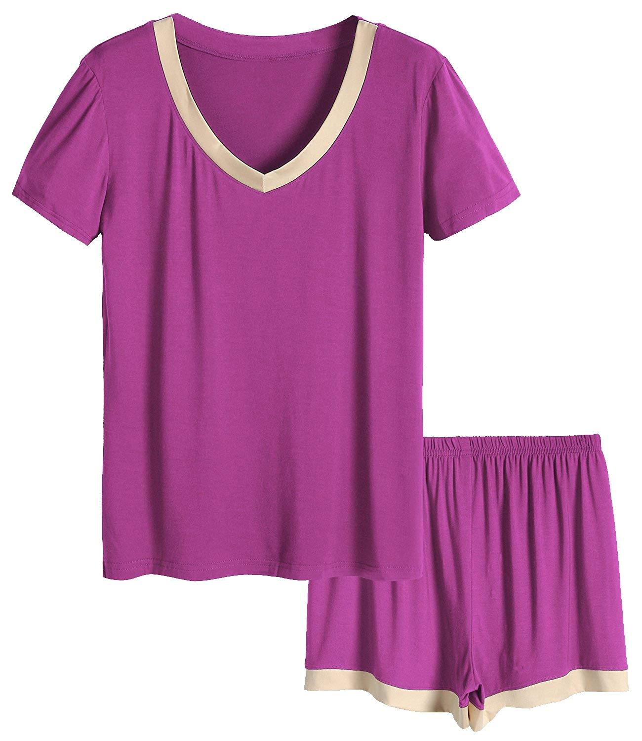 Women_s V-Neck Short Sleeve Bamboo Pajama Set -_yyt (7)