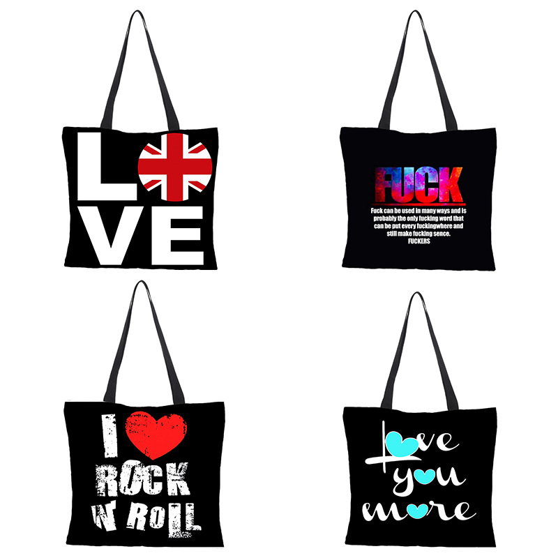 3D digital English letter printing environmental protection cotton and linen shopping bag