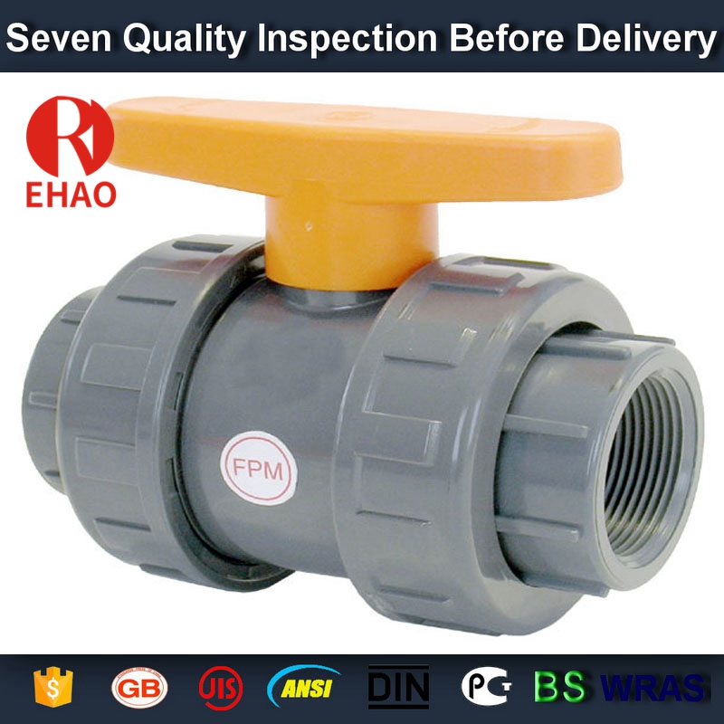 1-1/4'' PVC True union slip X slip ball valve, T/T thread end sch 80 PVC