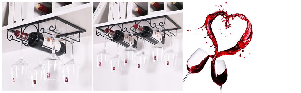 Home kitchen dining wine accessories under cabinet stemware glass/bottle rack holder hanger storage