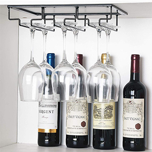 Under cabinet wine glass rack holder dining storage dinner stemware racks organizer for home kitchen