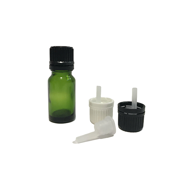 Factory Direct: 20ml Green Glass Essential Oil Bottle with <a href='/dropper/'>Dropper</a> Lid and Orifice Reducer