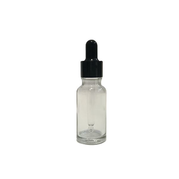 15ml clear essential oil bottle with black aluminum dropper pipette