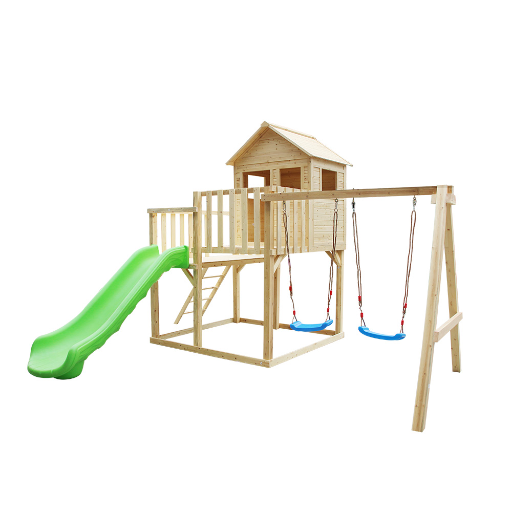 2022 Large Outdoor <a href='/playground/'>Playground</a> Child Wood Kids Play Wooden House <a href='/playhouses/'>Playhouses</a> With Slide