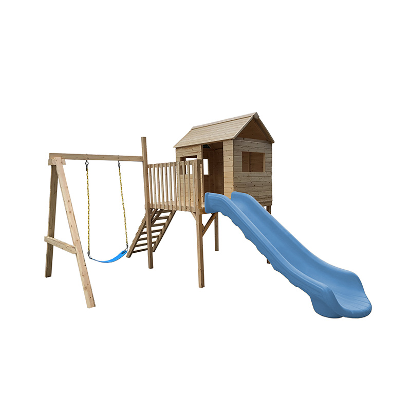 Factory-Direct Simple & Affordable Outdoor Wooden Playhouses: <a href='/kids-playhouse/'>Kids Playhouse</a> with Slide and Stairs for Backyard Fun