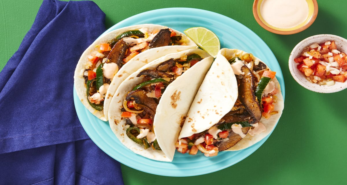 Portobello & Poblano Fajitas Recipe | HelloFresh