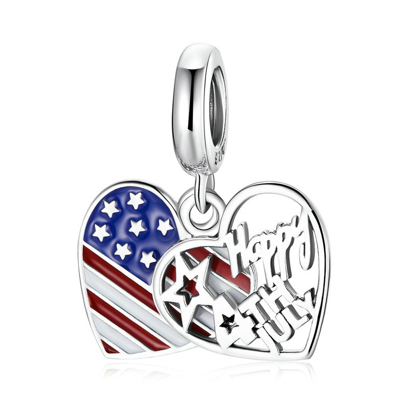 Jewelry Jewelexcess 1/4 CTW Multi Color Diamond Sterling Silver American Flag Heart Pendant Women