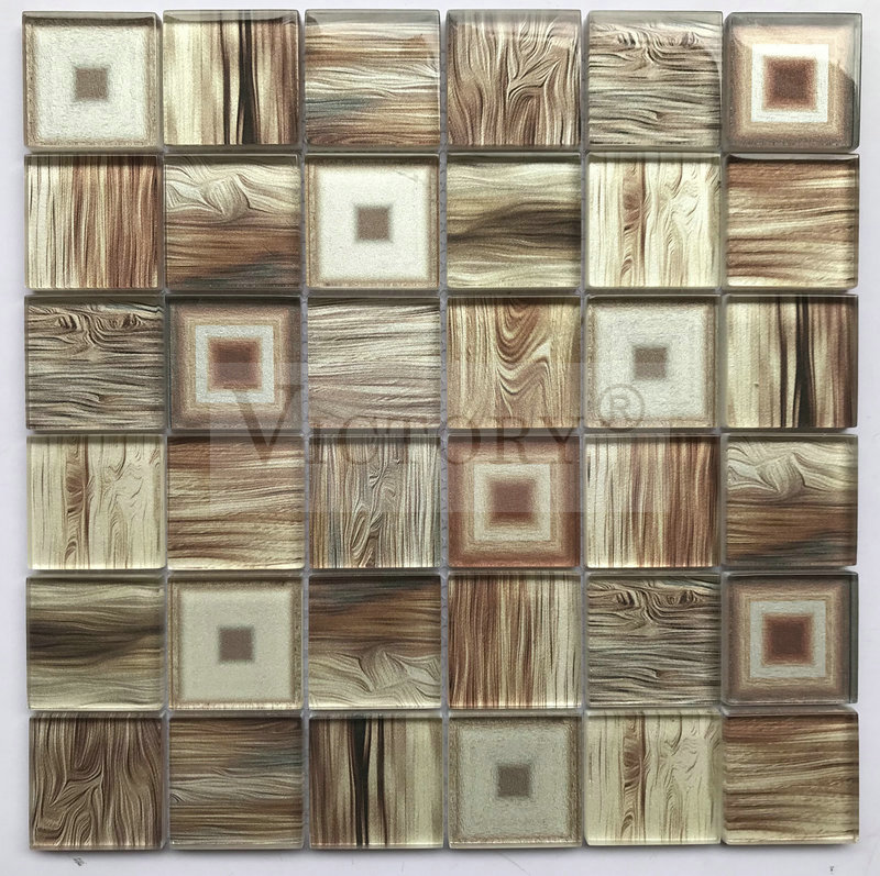 Laminated Inkjet Wood Mosaic Blue Mosaic Green Glass Mosaic Tile <a href='/ancient-greek-mosaic/'>Ancient Greek Mosaic</a> Colorful Mosaic Tile