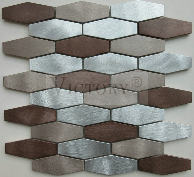 Hexagon Aluminum Glass Mosaic Tile for Home Decoration Glass Mix Metal Mosaic Tile