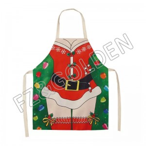 Best price Water and Heat Resistant polyester Hemp Adjustable Nec Tie promotional custom Christmas Apron