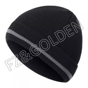 Hi Vis Safety Beanie Hat Customize Your Logo Winter Knit Hat with Reflective Strips Unisex3