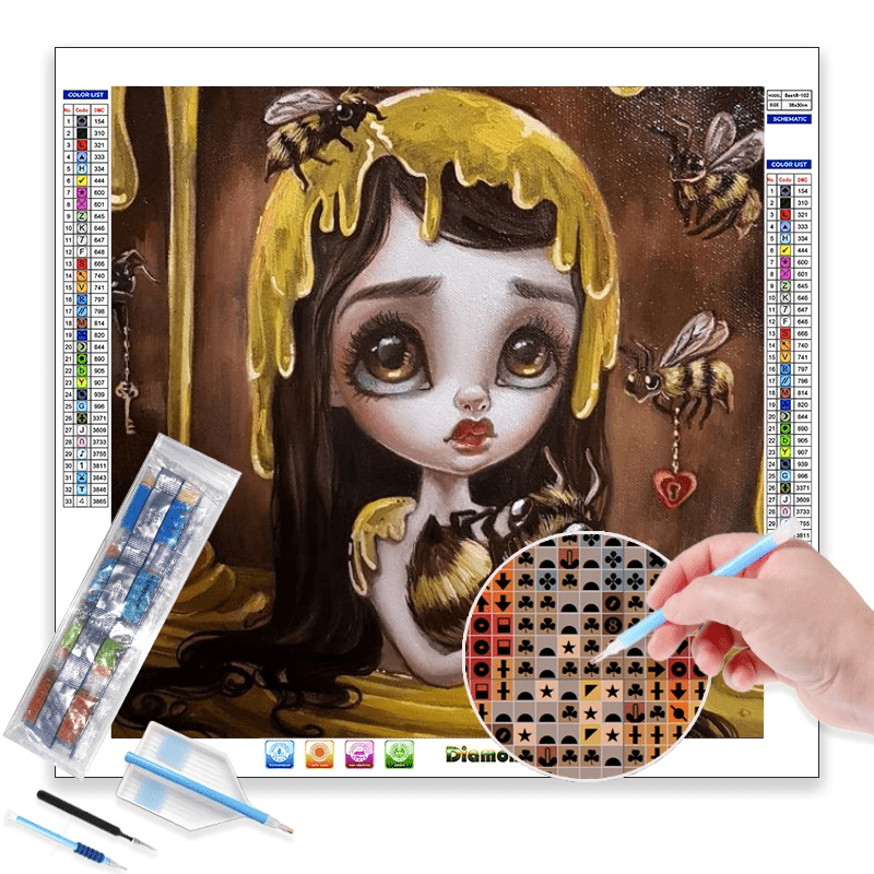 2# Figure Potrait Paintings pop art painting wall art canvas diamond painting accessories Custom Cartoon Girl Painting for Home decoation