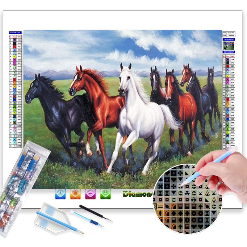 Wholesale Custom 5D Diamond Painting Kits from Factory: Animal Horse Crystal <a href='/art/'>Art</a> Collections